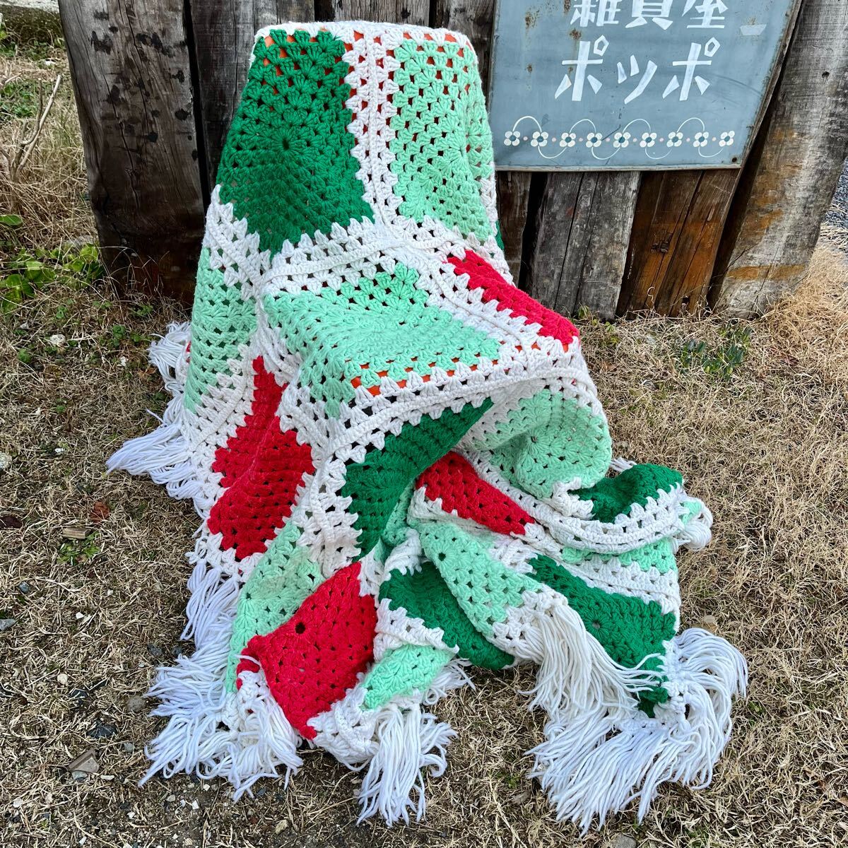 Granny Blanket Square motif greengla колено покрывало ske узор America Vintage 