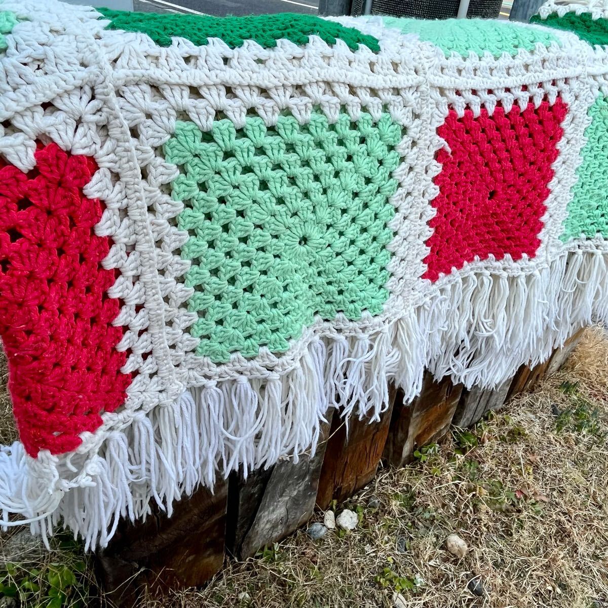 Granny Blanket Square motif greengla колено покрывало ske узор America Vintage 