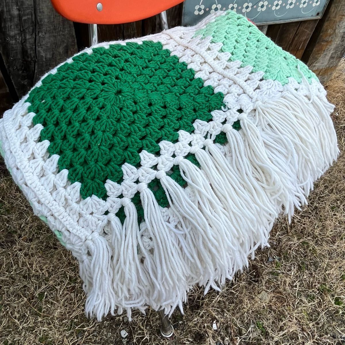 Granny Blanket Square motif greengla колено покрывало ske узор America Vintage 