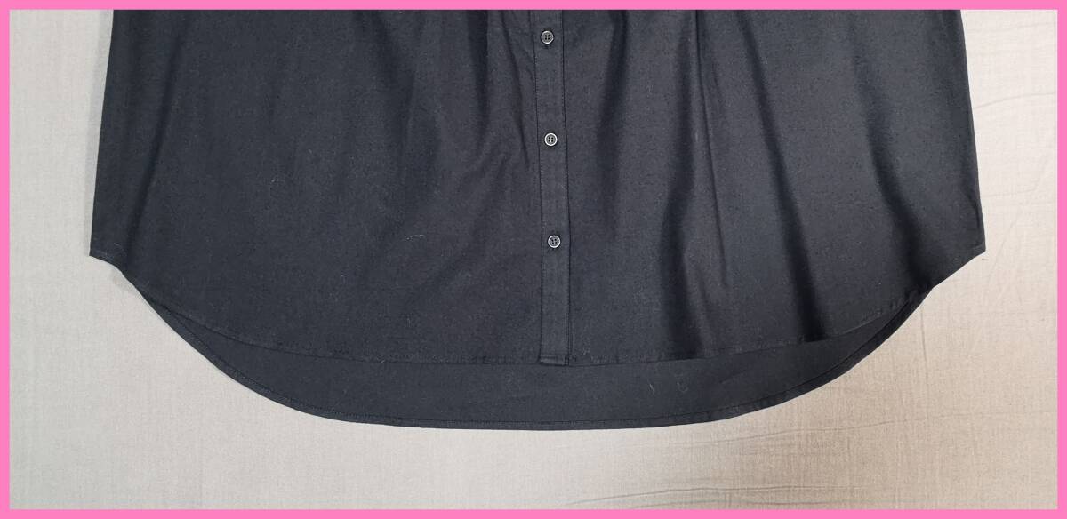 ＢＬＷ‐１０６‐２☆春秋☆新品☆送料込み☆即決☆ナチュラル系☆綿☆カッターシャツより厚手☆M～Ｌサイズ☆ブラウス☆黒☆ギャザー☆