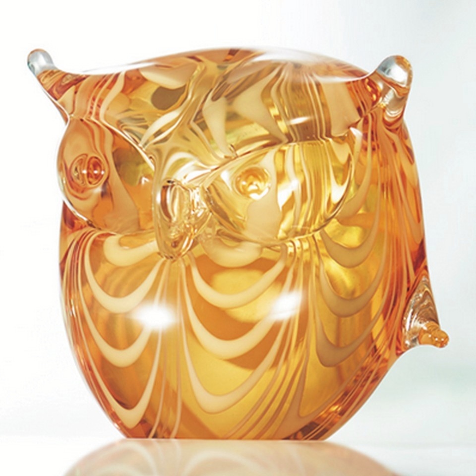 《アルスチェネデーゼ》箱付新品 定価165,000円 イタリア製 【限定モデル】縁起物 フェニキアン技法のムラーノガラスのフクロウ S1231