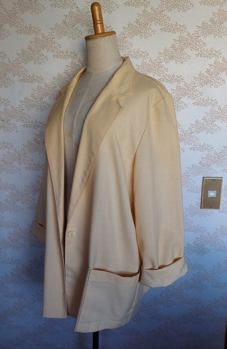ジャケット テーラードジャケット 薄手 vintage ヴィンテージ ビンテージ 古著 古著屋 jacket イエロー CANADA 黃色 Lサイズ レディース