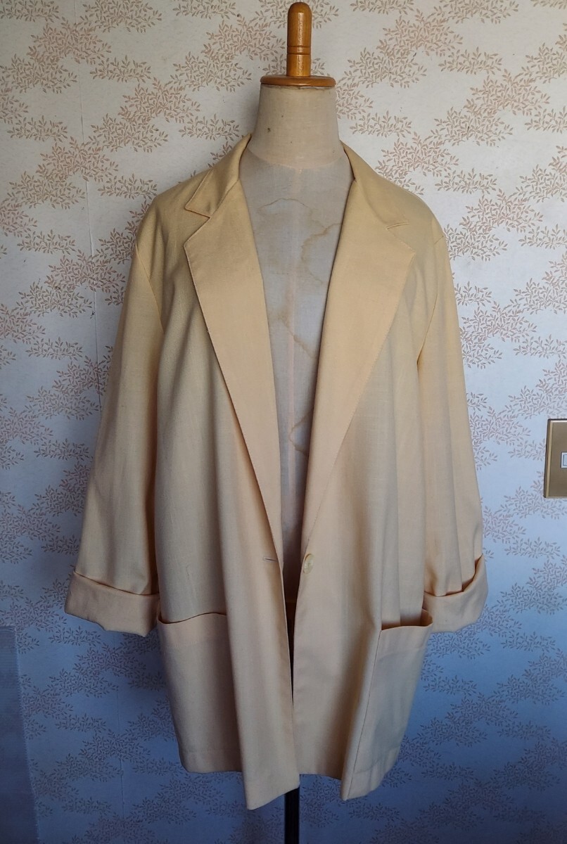 ジャケット テーラードジャケット 薄手 vintage ヴィンテージ ビンテージ 古著 古著屋 jacket イエロー CANADA 黃色 Lサイズ レディース