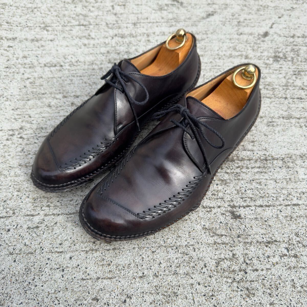 幻の名作 ベルルッティ 生産不可 インディオ パティーヌレザーダービーシューズ 9.5 革靴 マダムオルガ期 ブラック グレー 黒 正規品