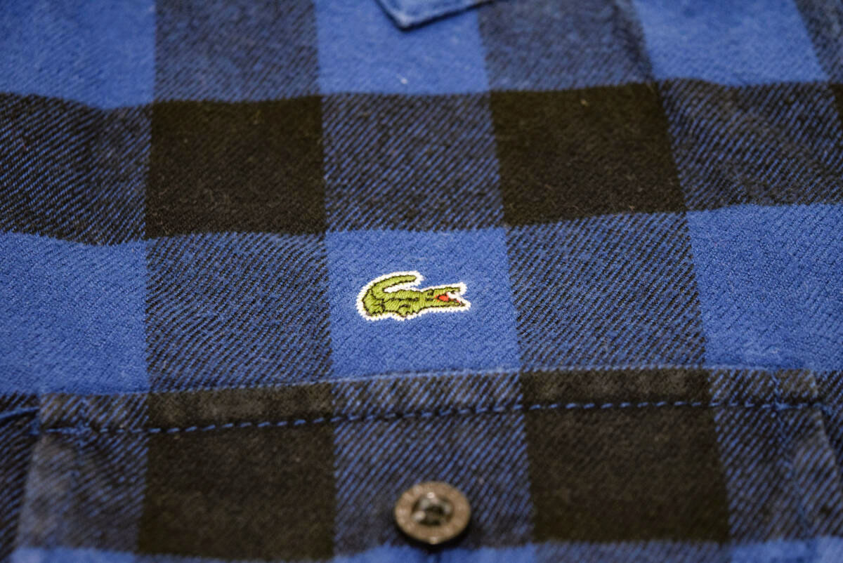LACOSTE ラコステ コットン100% 長袖 ブロックチェック フランネル ネルシャツ M 秋冬 (J00120307)_画像3