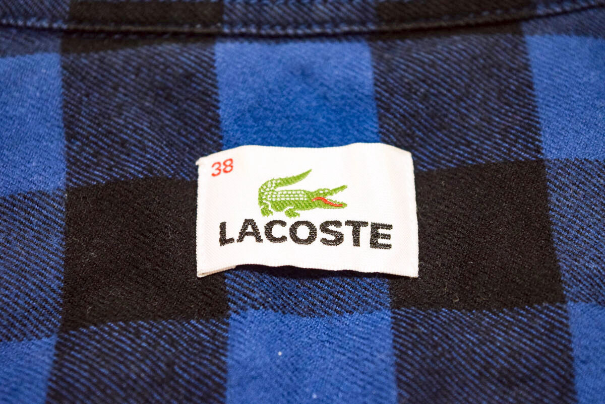 LACOSTE ラコステ コットン100% 長袖 ブロックチェック フランネル ネルシャツ M 秋冬 (J00120307)_画像4
