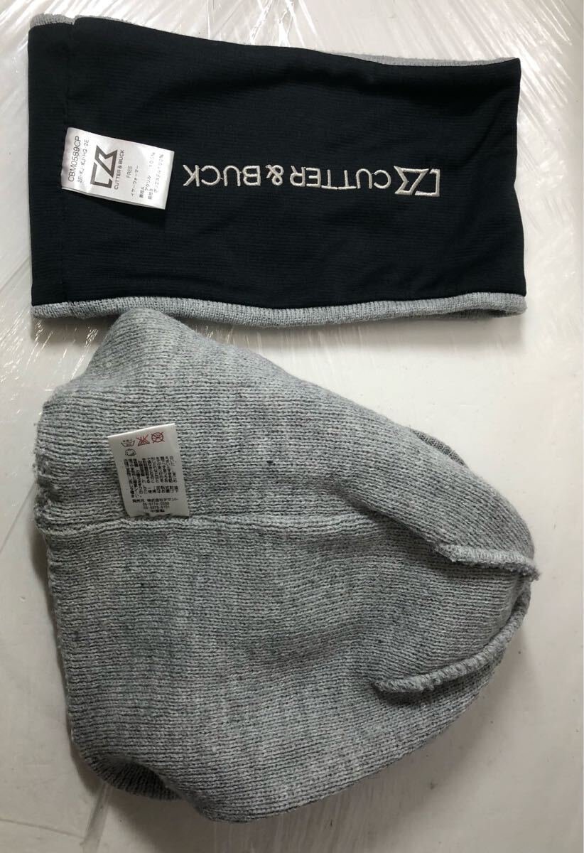 CUTTER ＆ BUCK カーターアンドバック　イヤーウォーマー ニットキャップ セット ゴルフ GOLF グレー ブラック フリーサイズ