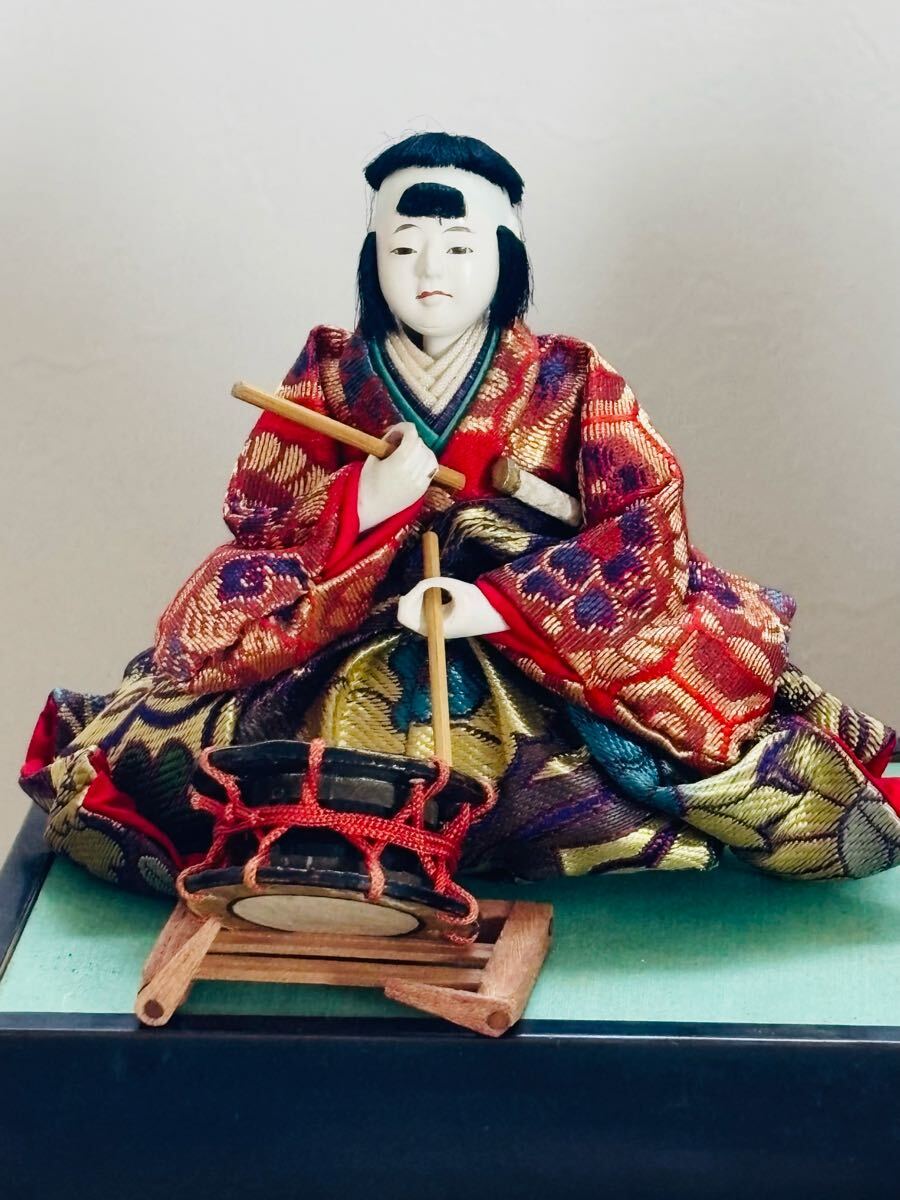 戦前 雛人形 「 五人神楽 昭和八年 共箱 」囃子方 謡 五体セット 戦前 雛人形 「 五人神楽 昭和八年 共箱 」囃子方 謡 五体セット