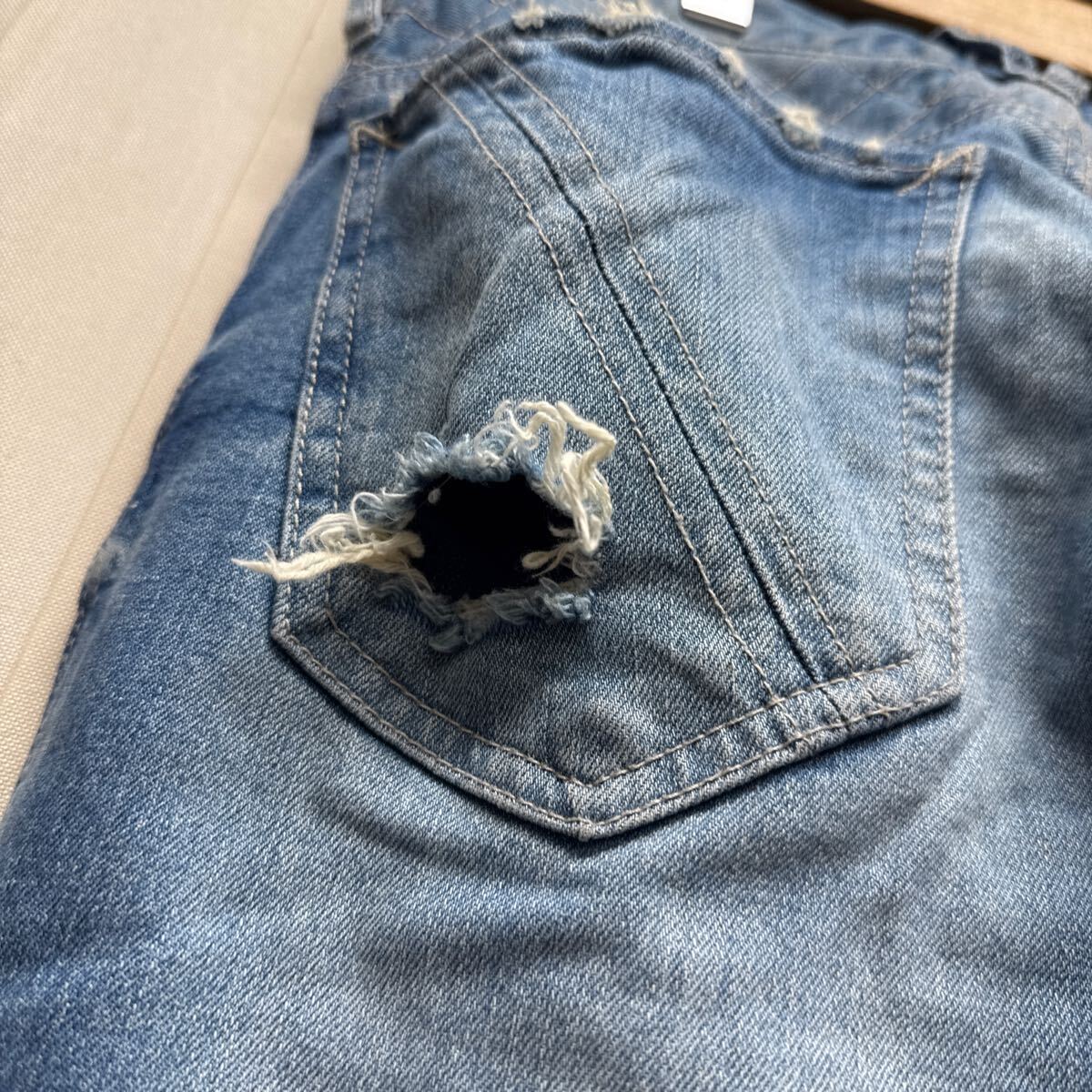 VANQUISH ヴァンキッシュ ダメージデニム ジーンズ 30インチ　バイカーデニム パンツ ボトム ストレッチ メンズ スリム スキニー skinny_画像9