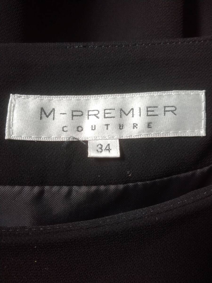 【M-PREMIER】 膝丈 ワンピース 黒 サイズ34 日本製_画像4