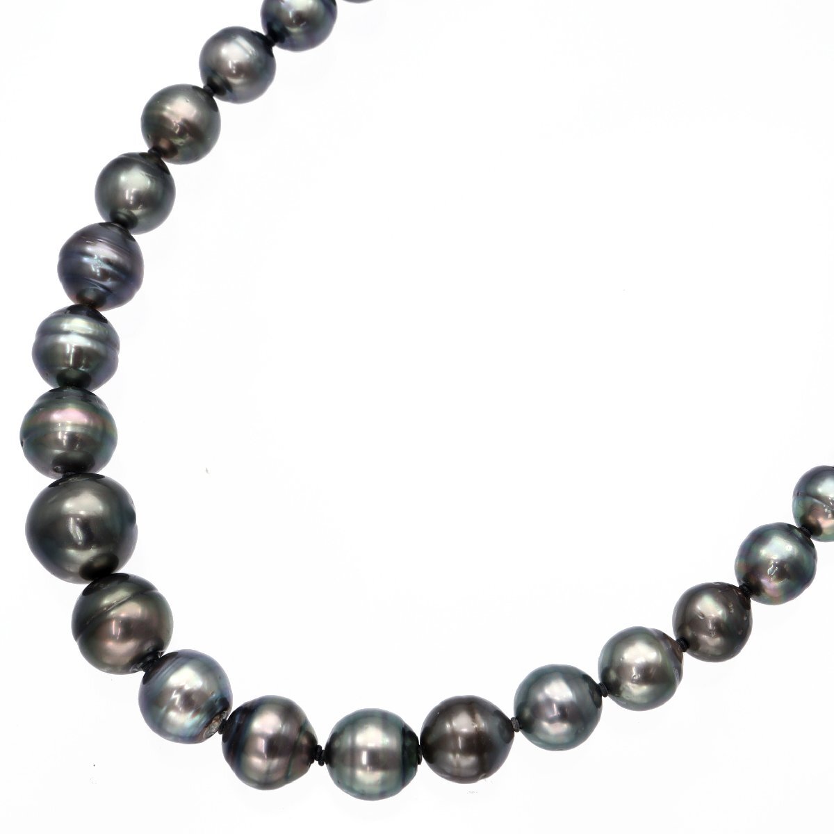 SV金具 タヒチパール ネックレス 黒蝶真珠 8.1～12.8mm ■02C75