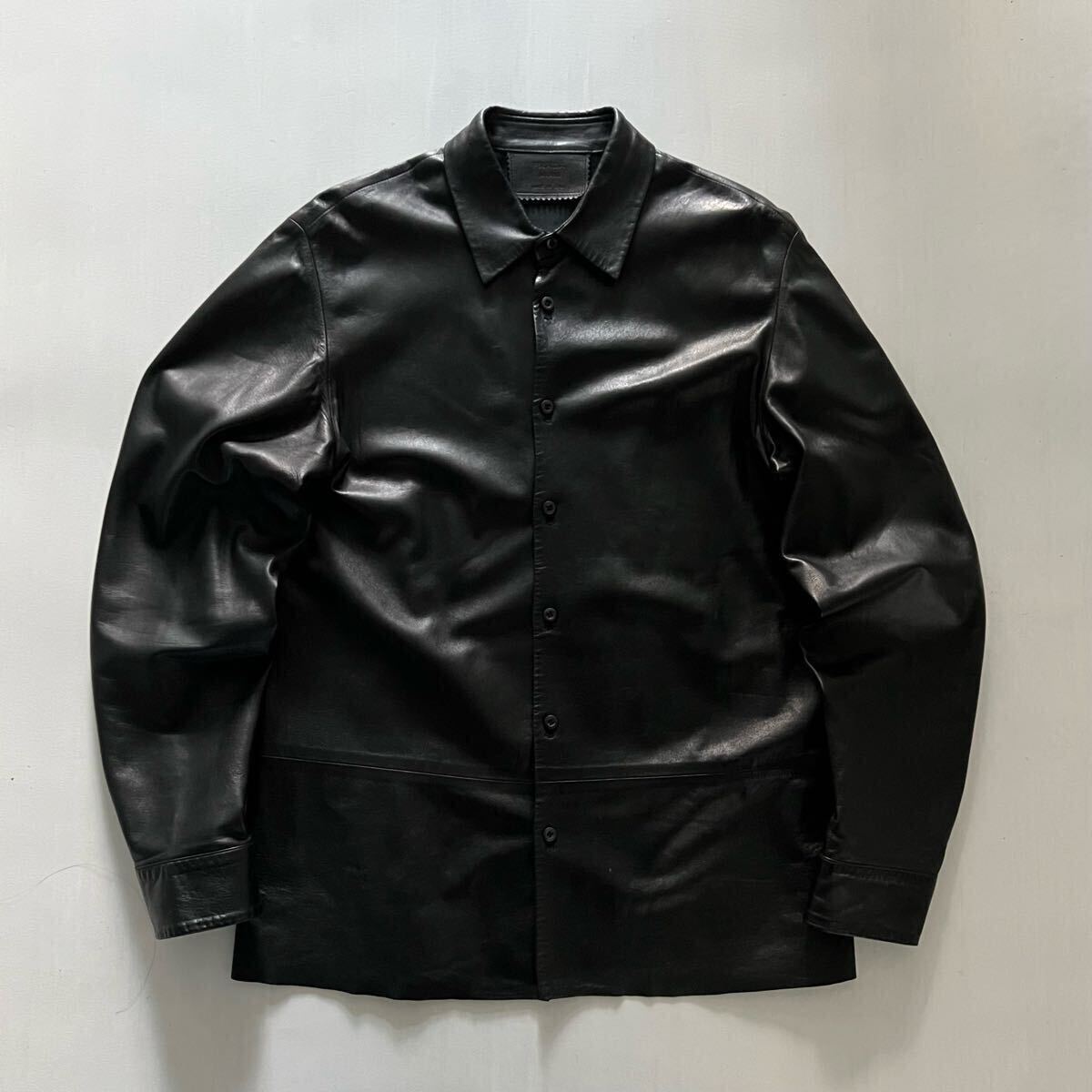 1998AW PRADA レザー ジャケット シャツ 黒 イタリア製 1998AW PRADA レザー ジャケット シャツ 黒 イタリア製