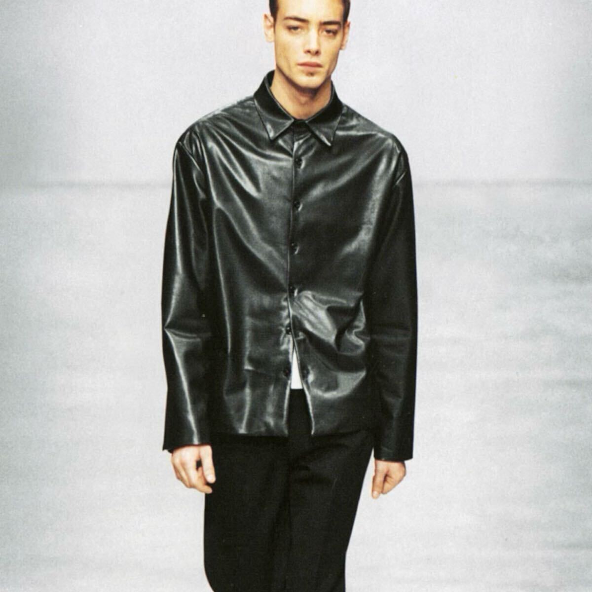1998AW PRADA レザー ジャケット シャツ 黒 イタリア製 1998AW PRADA レザー ジャケット シャツ 黒 イタリア製