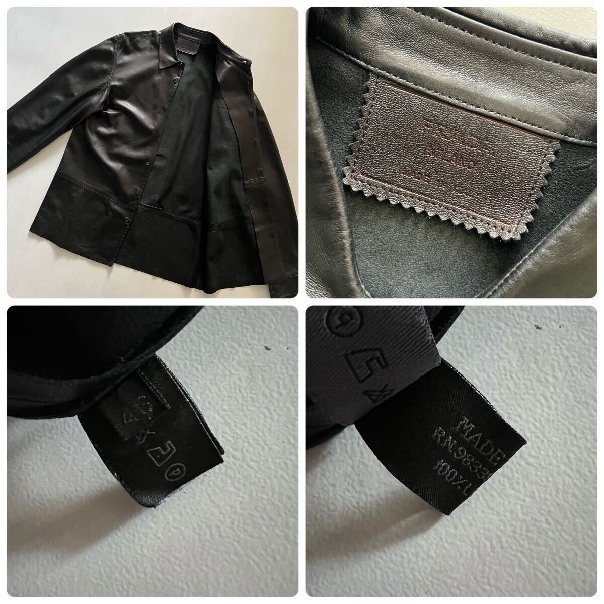 1998AW PRADA レザー ジャケット シャツ 黒 イタリア製 1998AW PRADA レザー ジャケット シャツ 黒 イタリア製