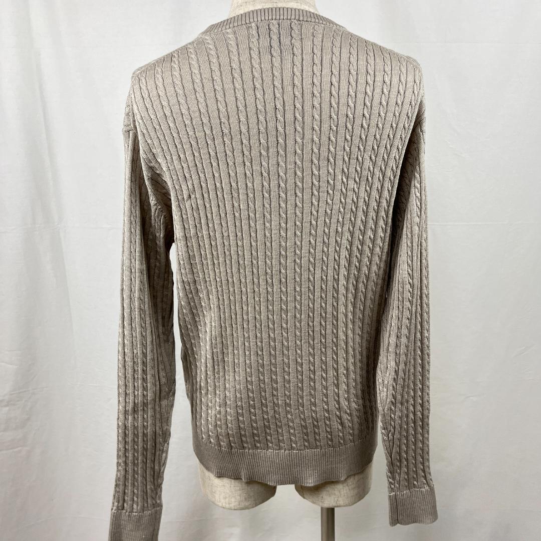【2541】CAFE SOHO product by GIM L グレージュ 上品 ケーブルニット 長袖Vネックニット アクリル ウール セーター (株)ジム_画像3