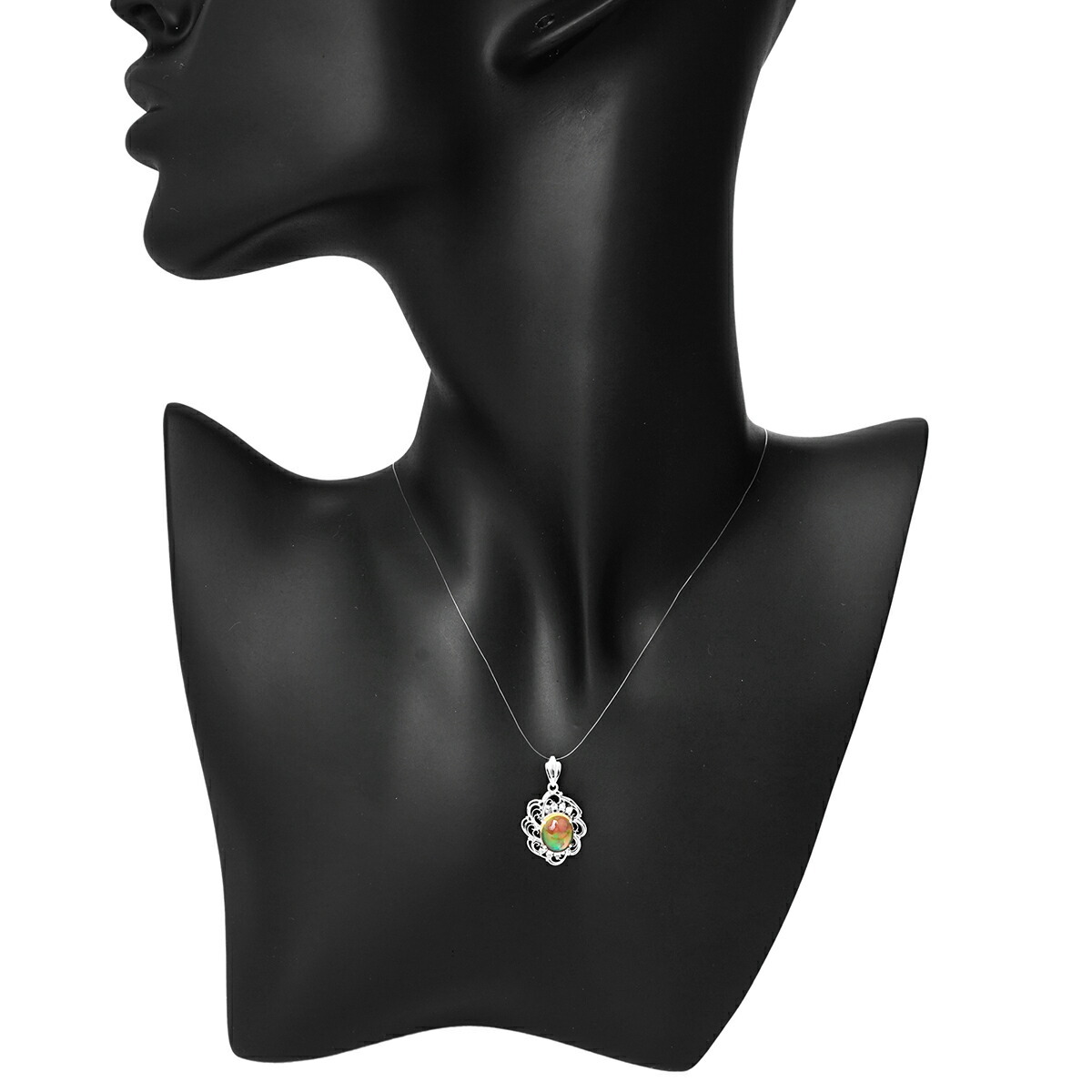 クラシカルデザインペンダントトップ ファイヤーオパール 1.67ct ダイヤモンド Pt900 中古 プレラブド 返品OK