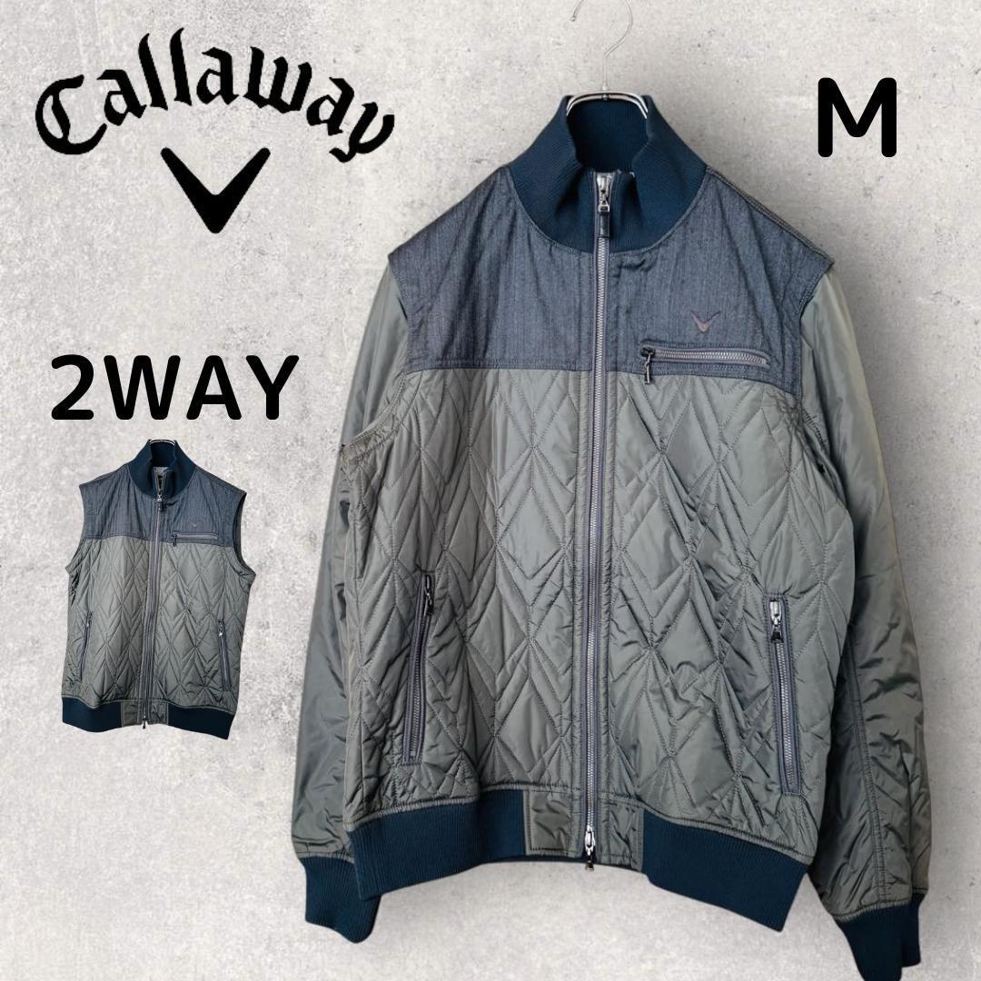 【極美品】Callaway　キャロウェイゴルフ　 2WAYジャケット M　カーキ