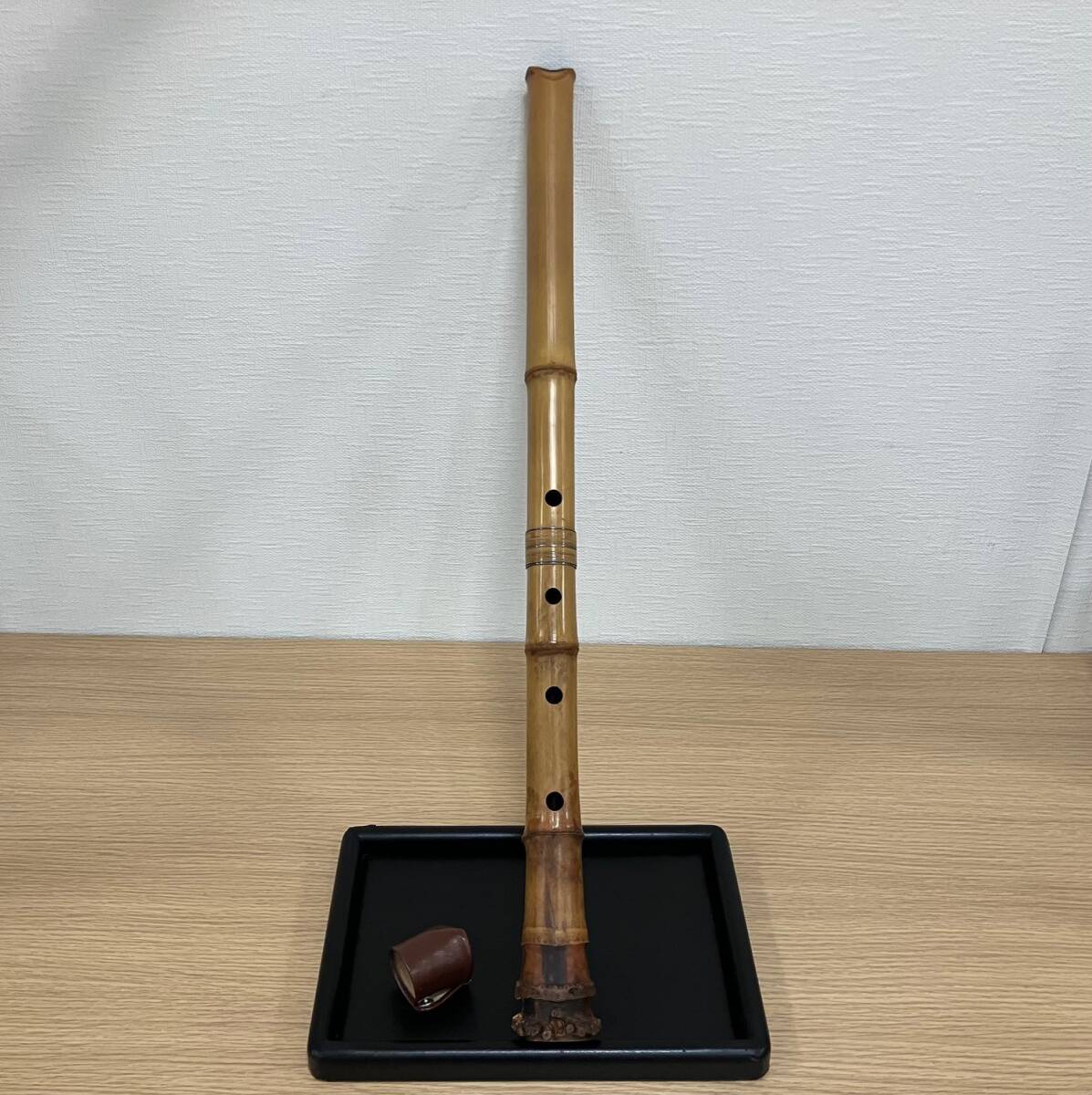 【都山流 尺八】銘  河野 玉山 / 金一線籐巻  金縁水牛歌口 約48.5cm 都山流 尺八】銘 河野 玉山 / 金一線籐巻 金縁水牛歌口 約48.5cm