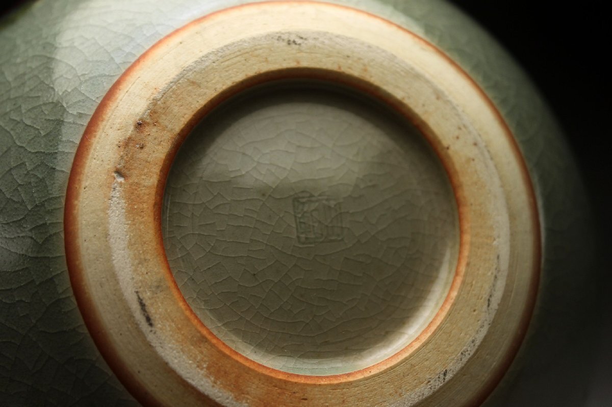 [ более .] передний рисовое поле правильный . Izumi гора обжиг в печи Kyoyaki .. ваза кувшин "hu" селадон *. инструмент вместе без коробки царапина прекрасный товар < включение в покупку возможно >