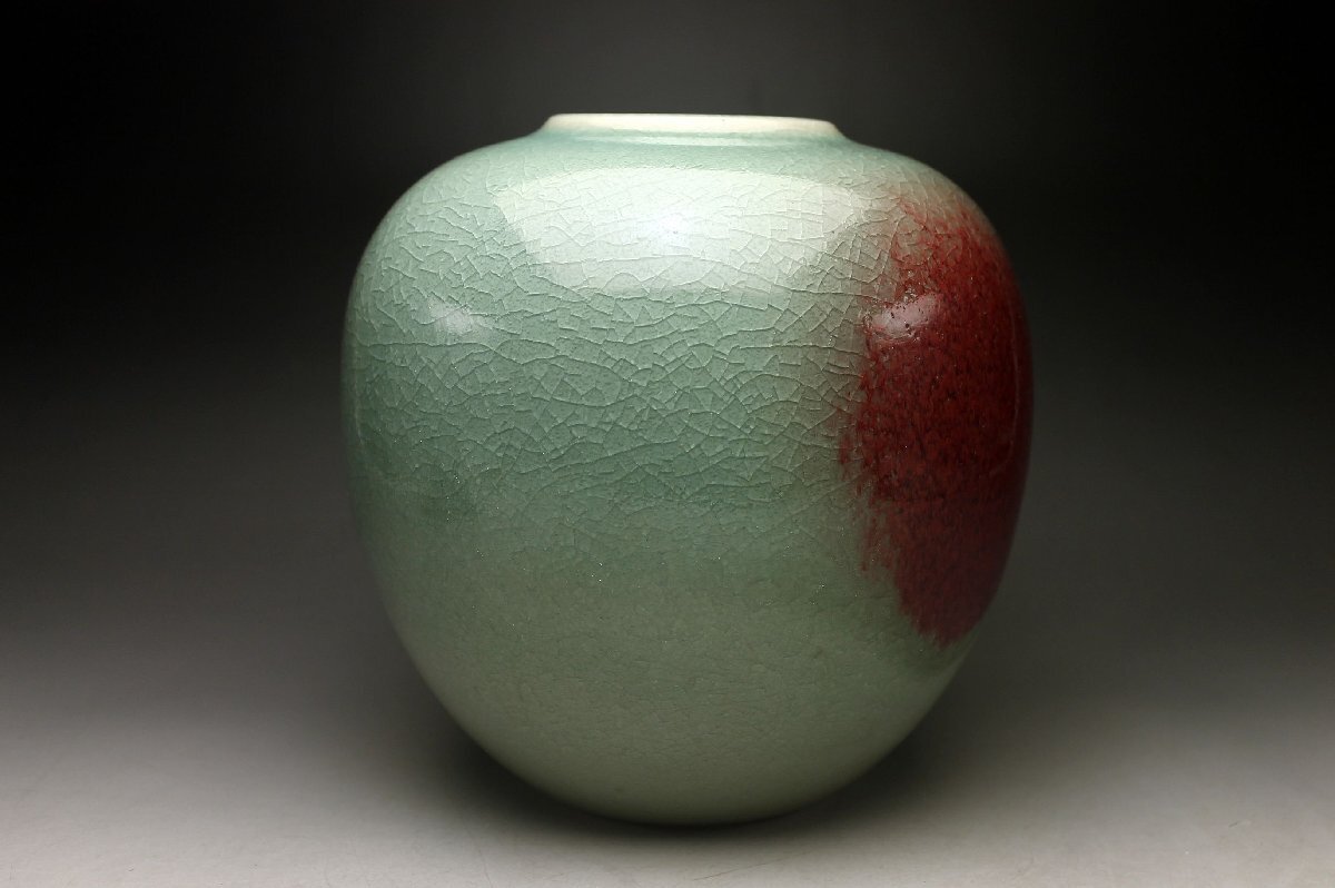 [ более .] передний рисовое поле правильный . Izumi гора обжиг в печи Kyoyaki .. ваза кувшин "hu" селадон *. инструмент вместе без коробки царапина прекрасный товар < включение в покупку возможно >