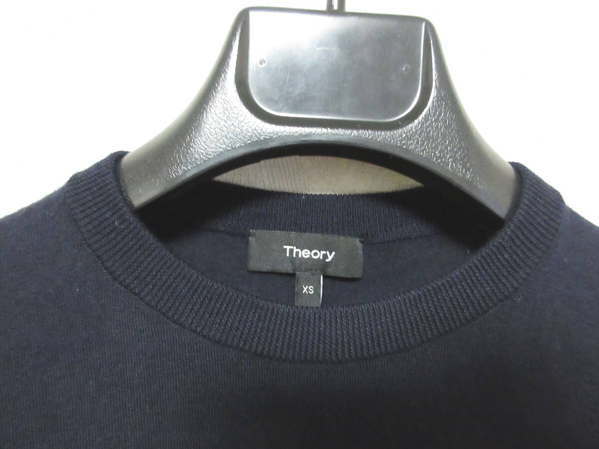 Theory セオリー RILAND ウール100％ 長袖 ニット Light Bilen Riland Crew メンズ XS ネイビー yg6890_画像2