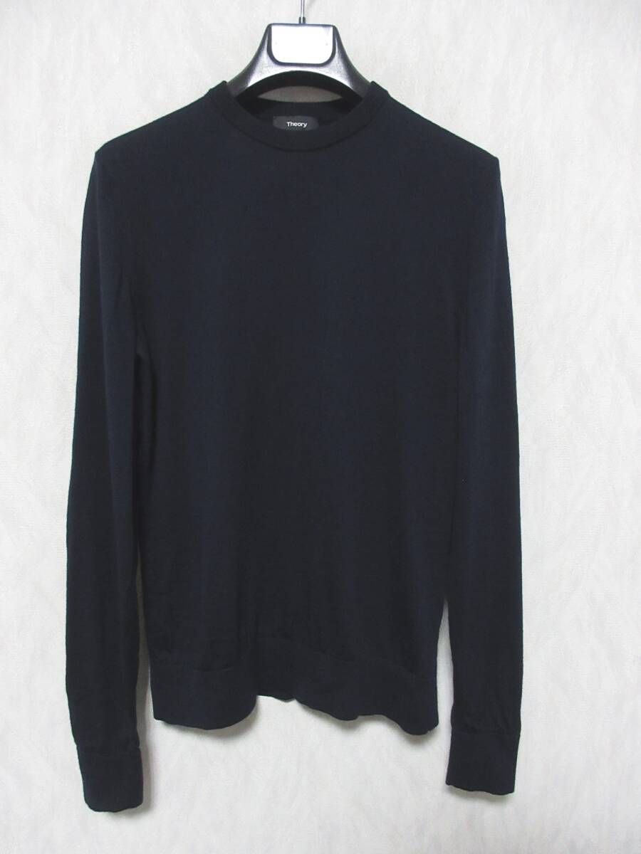 Theory セオリー RILAND ウール100％ 長袖 ニット Light Bilen Riland Crew メンズ XS ネイビー yg6890_画像1