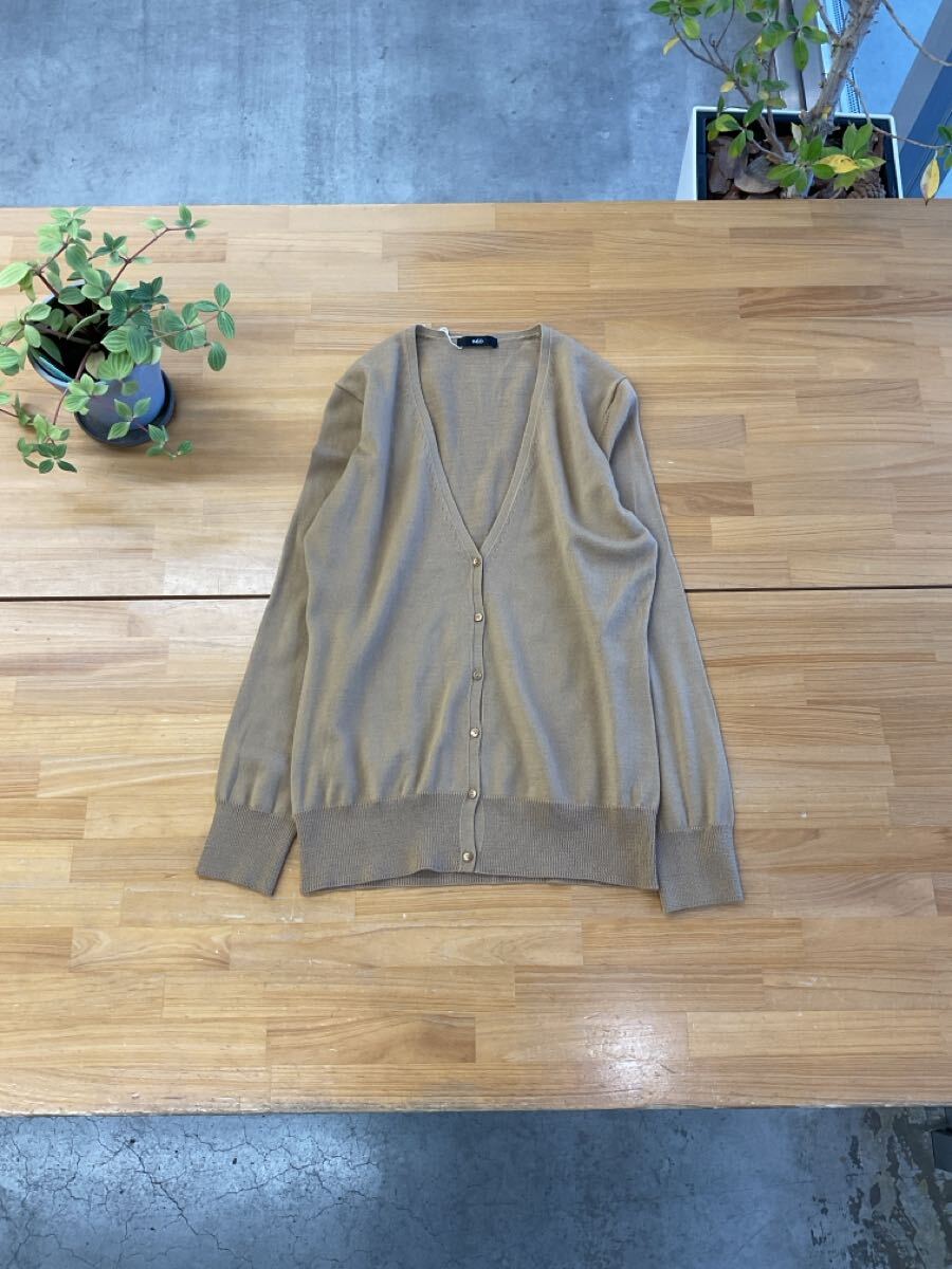 美品 INED イネド ウールブレンドリブニットトップスカーディガン ハイネック半袖セーター 薄手長(zhǎng)袖羽織 アンサンブル ベージュ色系 15號(hào) q