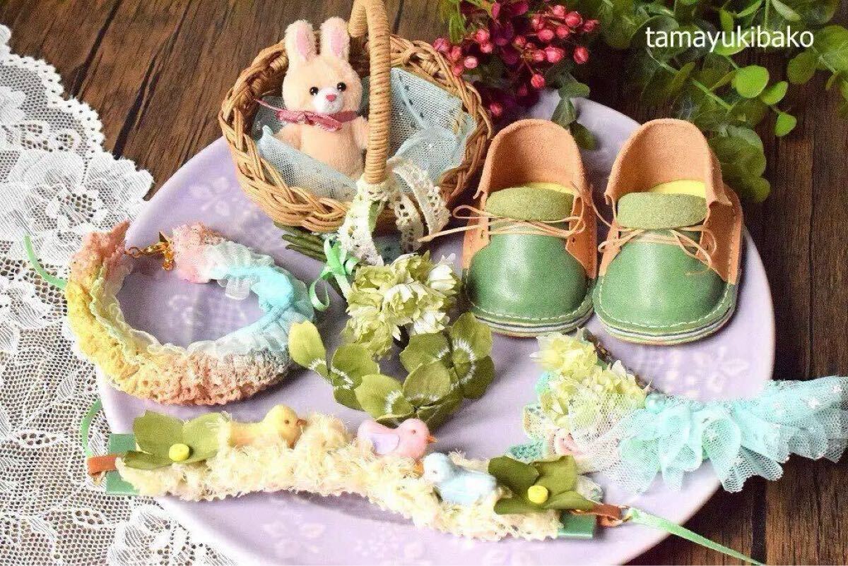 ♪ 「四つ葉のクローバーうさぎと小鳥たち 」♪ ハンドメイド ♪ 「四つ葉のクローバーうさぎと小鳥たち 」♪ ハンドメイド