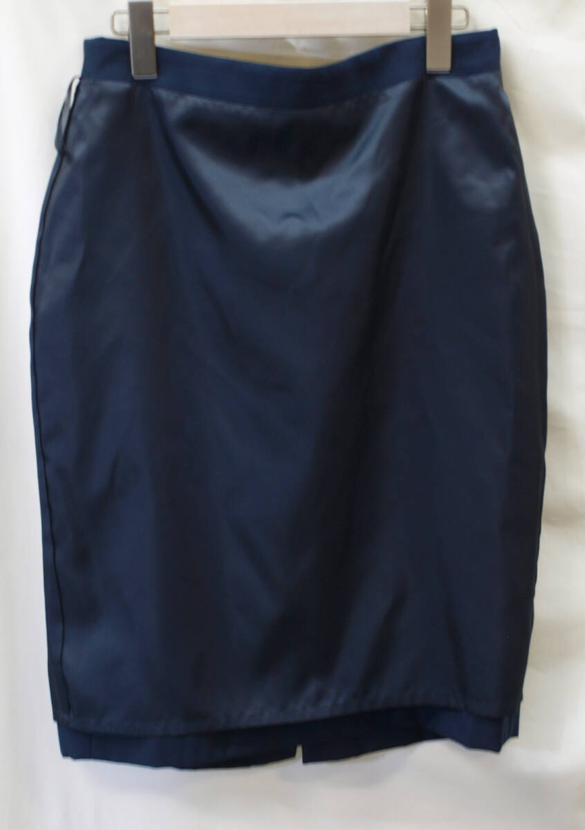 ◇処分通年オールシーズンW74-3L/46/濃紺ネイビー毛混ウール/タイトスカートスーツ下ビジネス新品即決3L