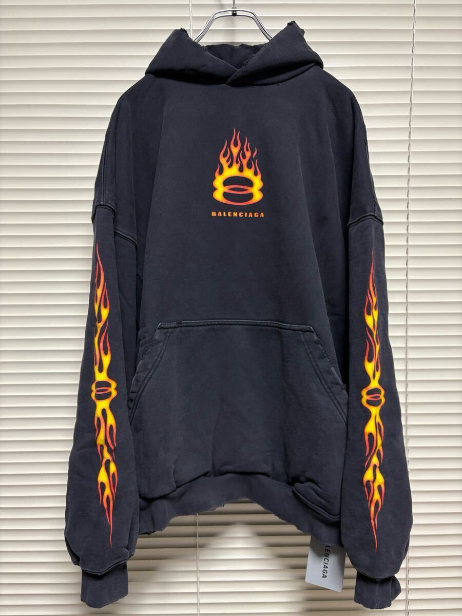 24AW BALENCIAGA Burning Unity ロゴ コットン フーディ 新品《 BALENCIAGA バレンシアガ 》Burning Unity Hoodie 2 ユニ