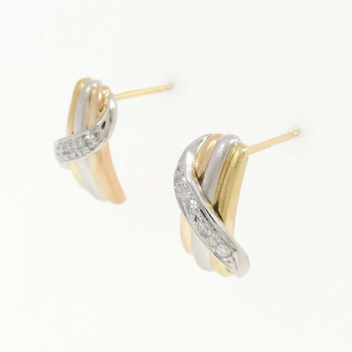 K18YG/PT/K18PG ダイヤモンド ピアス 0.06CT