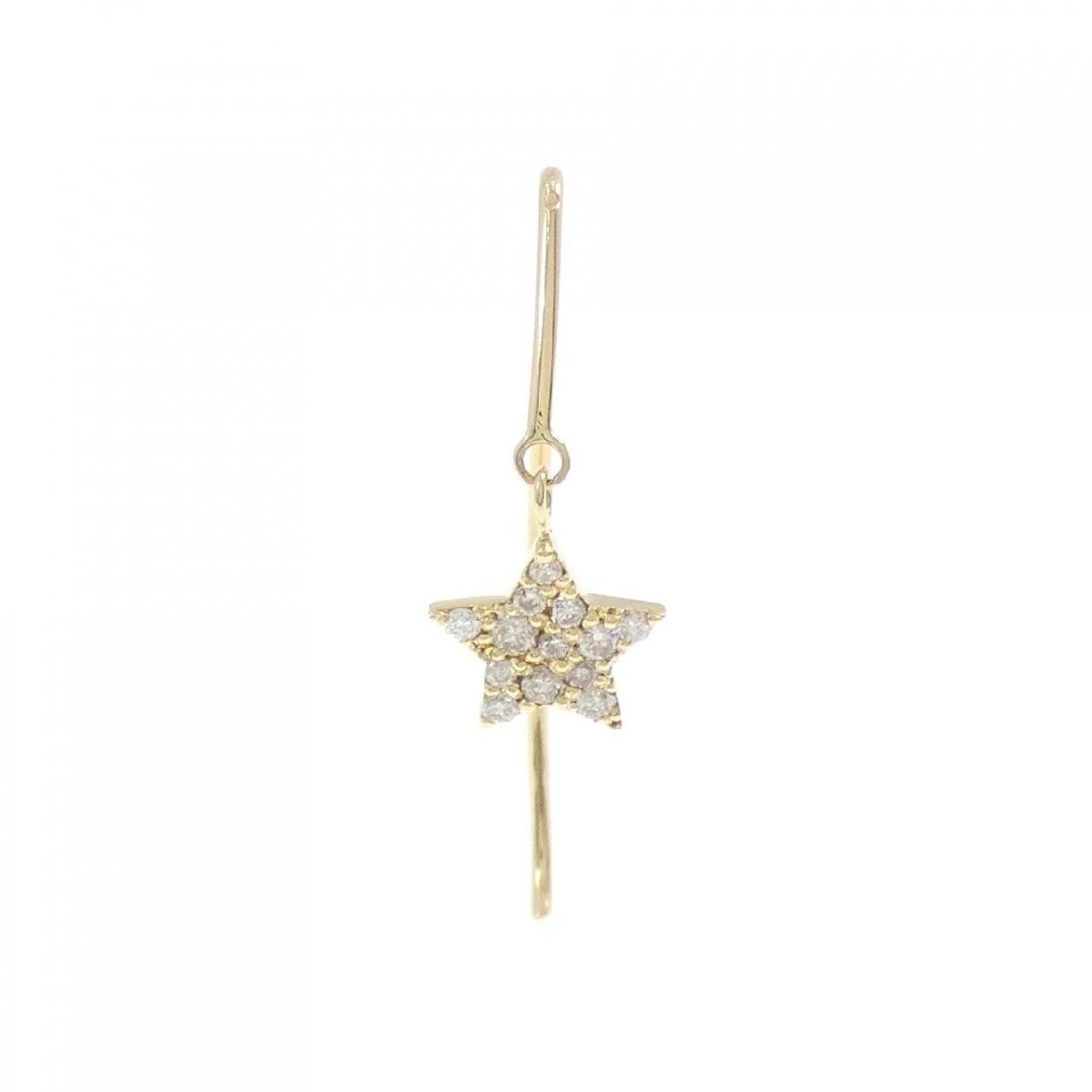 K18YG スター ダイヤモンド ピアス 0.09CT 片耳