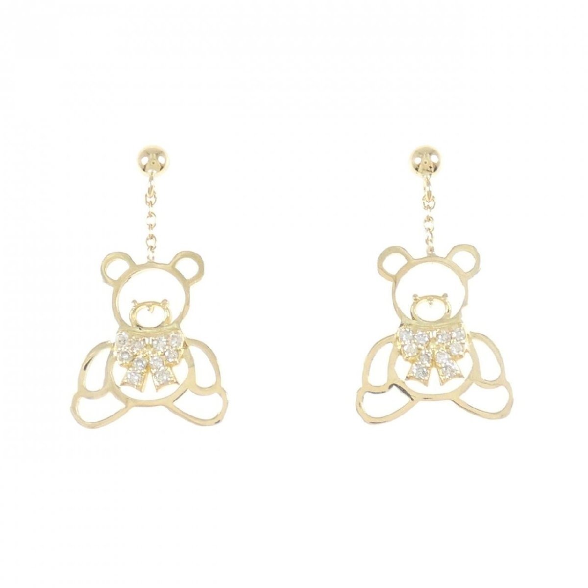 K18YG ベア ダイヤモンド ピアス 0.10CT