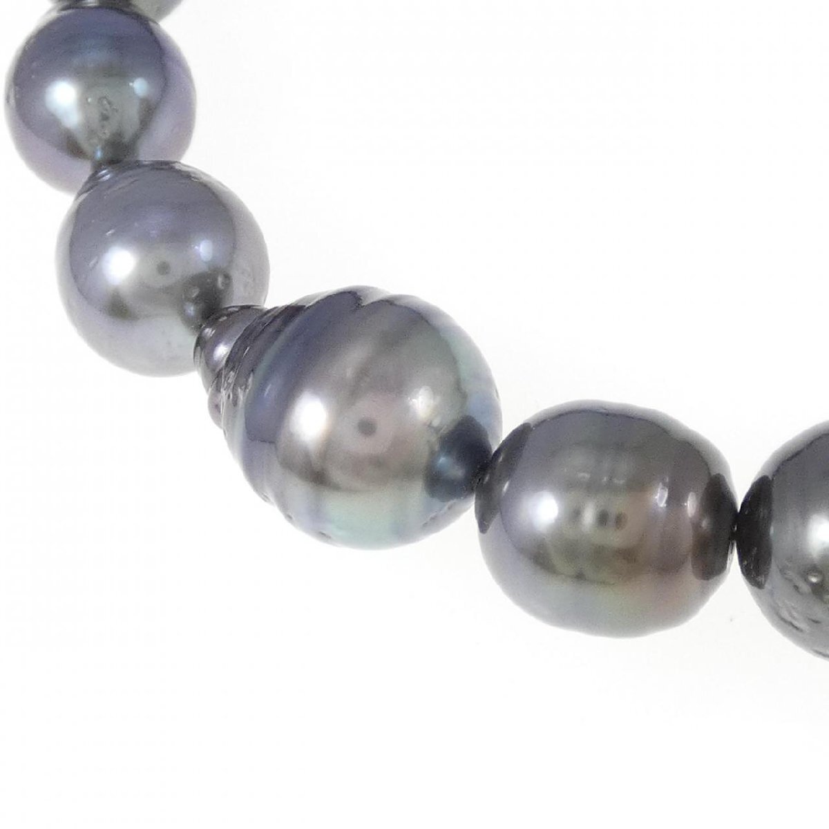 シルバークラスプ 黒蝶パール ネックレス 8-12mm