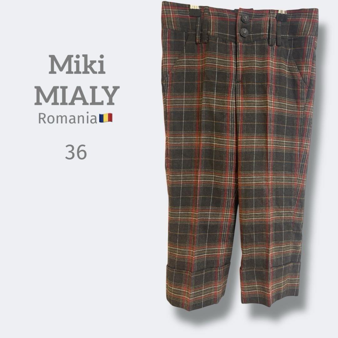 9a2287ミキミアリ【S】タータンチェック　ショートパンツ　ルーマニア製_画像1