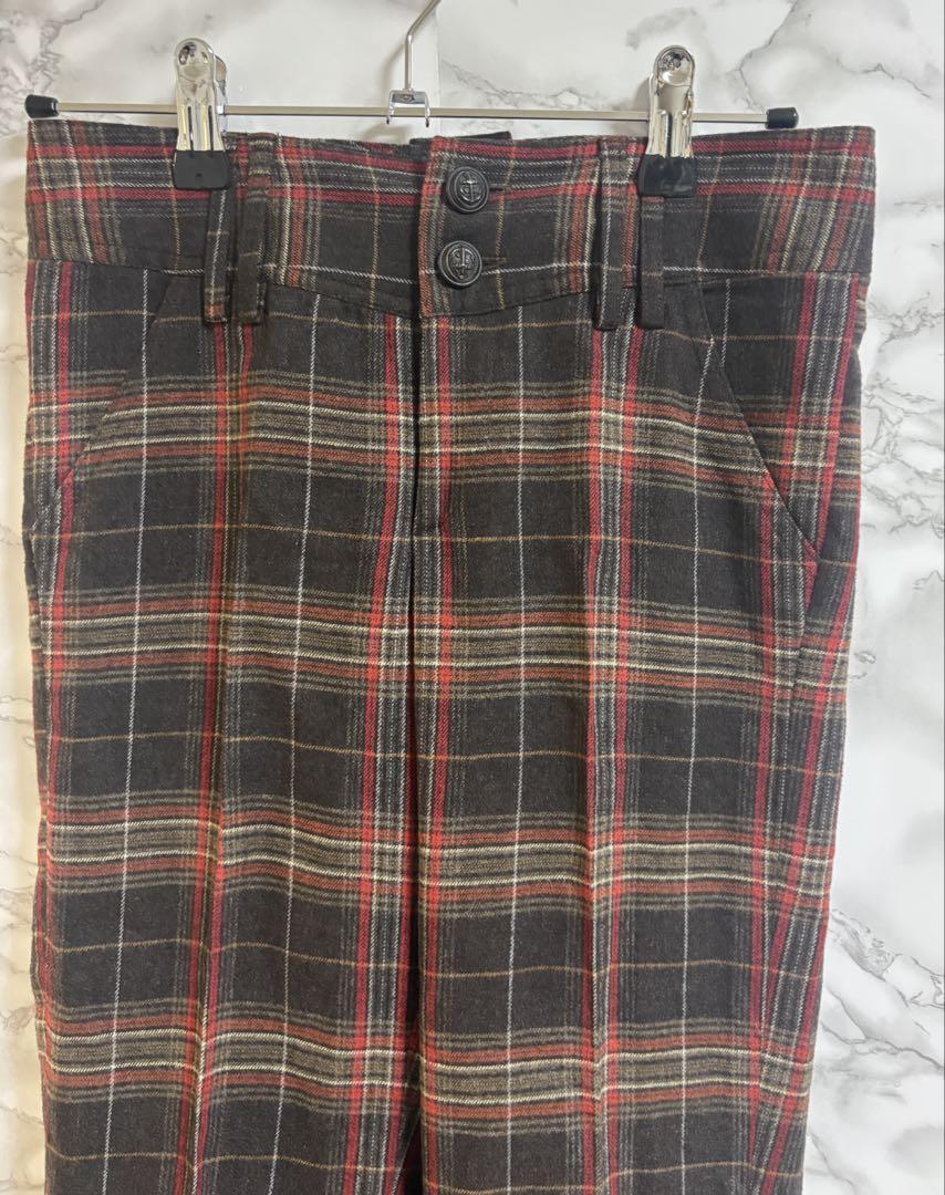 9a2287ミキミアリ【S】タータンチェック　ショートパンツ　ルーマニア製_画像3