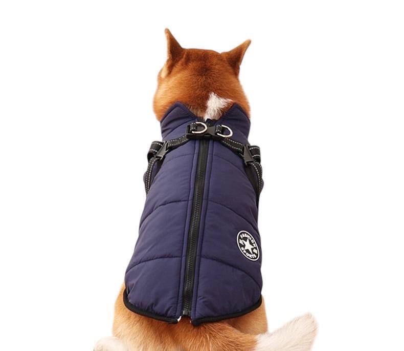2XL ネイビー レインコート 犬 ベスト アウター ファスナー フリース