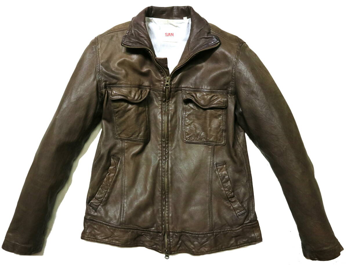 ややラフ/良好!◆SAN FRANCISCO 聖林公司 羊革 レザージャケット◆細身Mサイズ(身長163-165センチ位) 春秋、晩秋_画像1