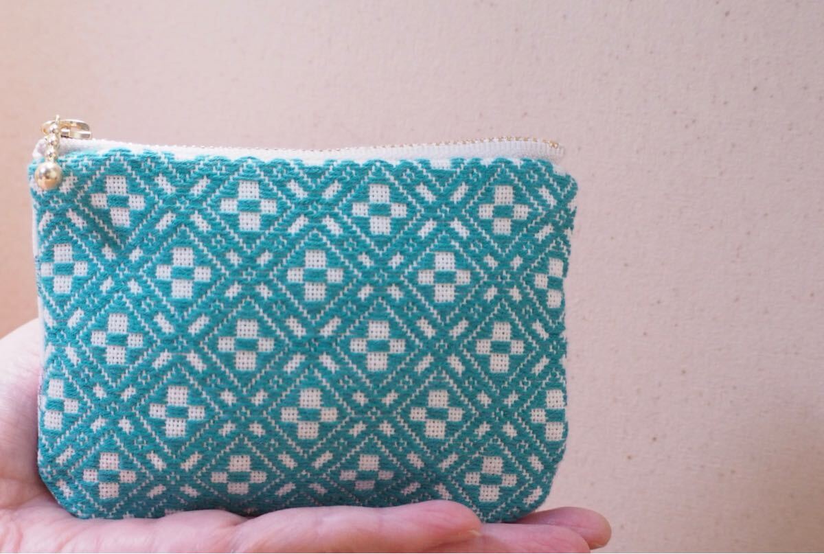 ハンドメイド こぎん刺し リバティ 刺繍 ポーチ kogin 3_画像3