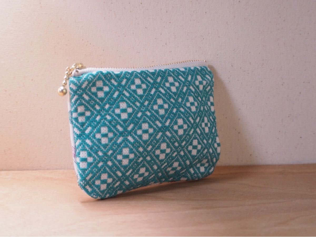 ハンドメイド こぎん刺し リバティ 刺繍 ポーチ kogin 3_画像4