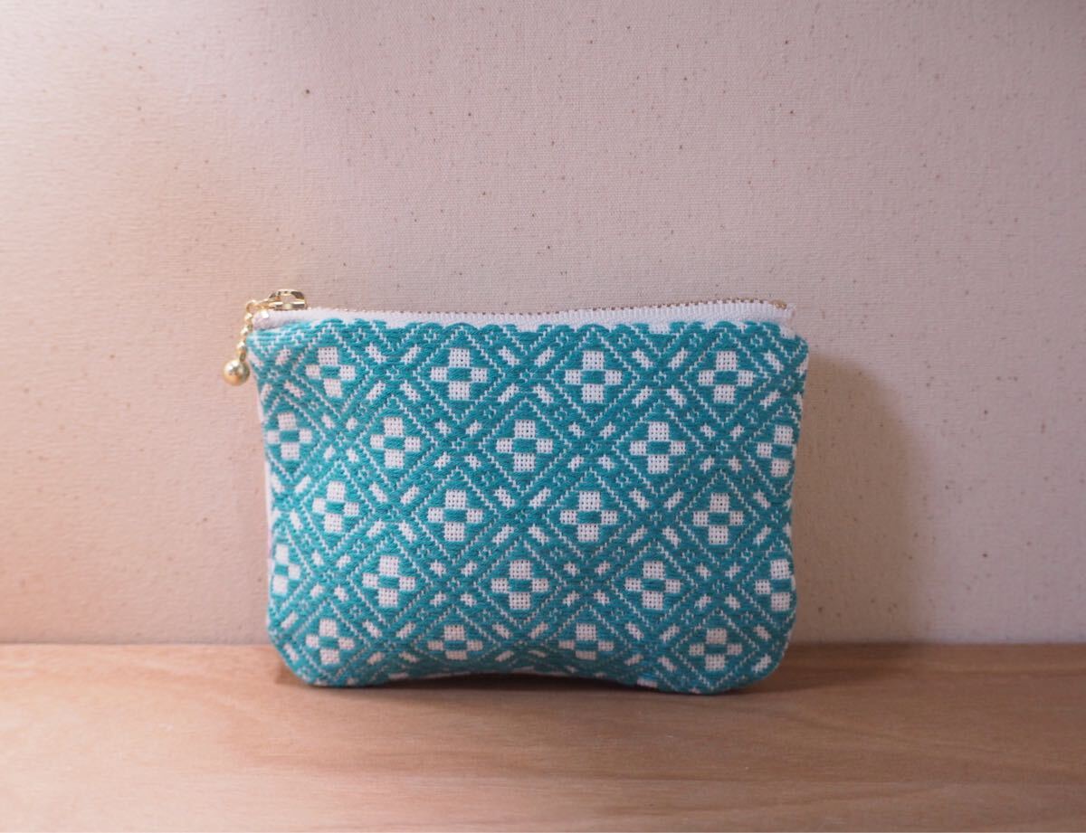 ハンドメイド こぎん刺し リバティ 刺繍 ポーチ kogin 3_画像1