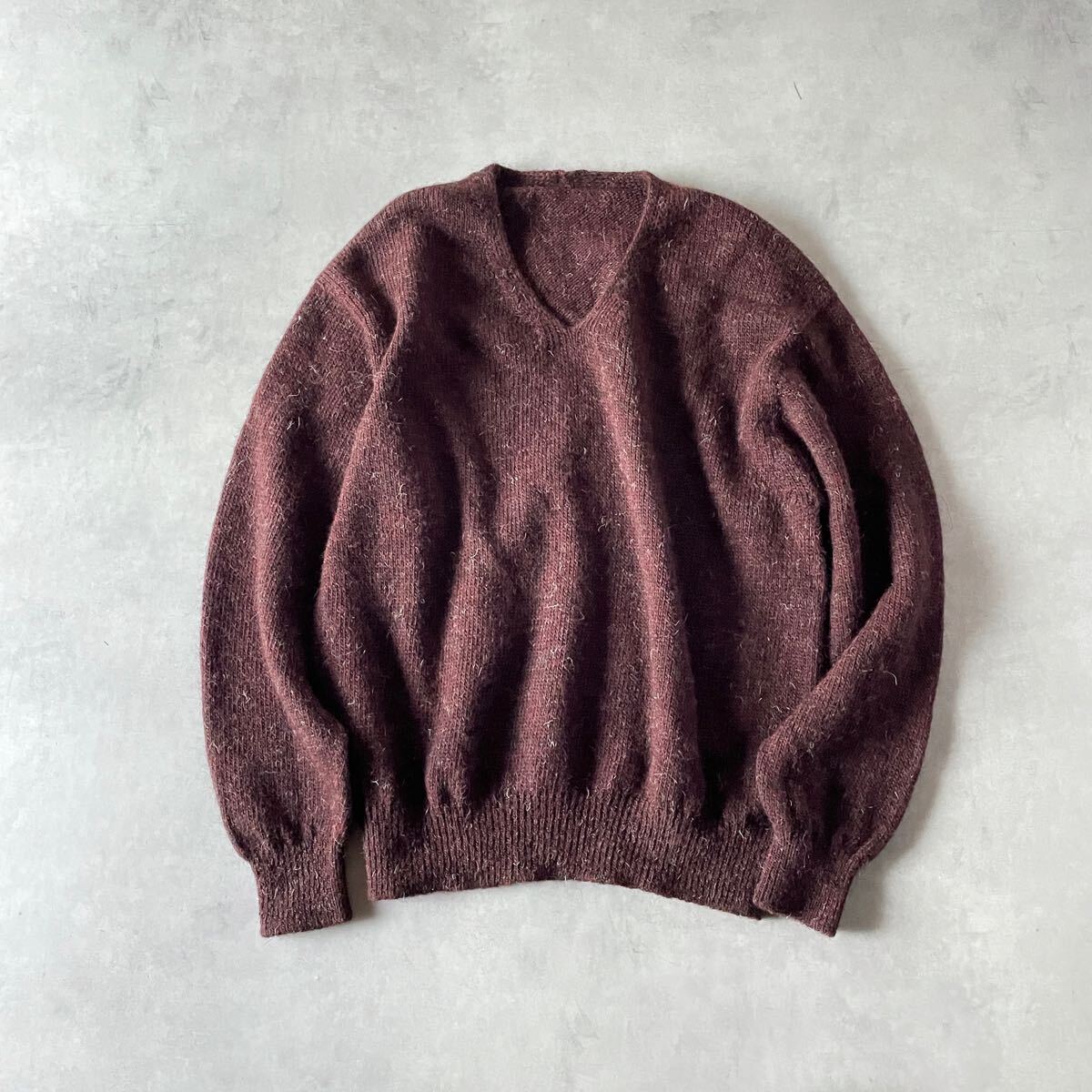 美品 crepuscule クレプスキュール 日本製 ウール100% ホールガーメント Vネック ニット セーター メンズ(50) ブラウン 毛 / a-155_画像1