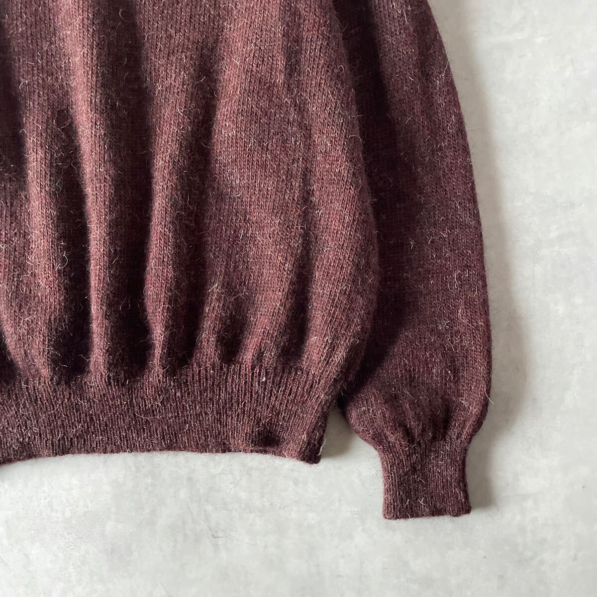 美品 crepuscule クレプスキュール 日本製 ウール100% ホールガーメント Vネック ニット セーター メンズ(50) ブラウン 毛 / a-155_画像8