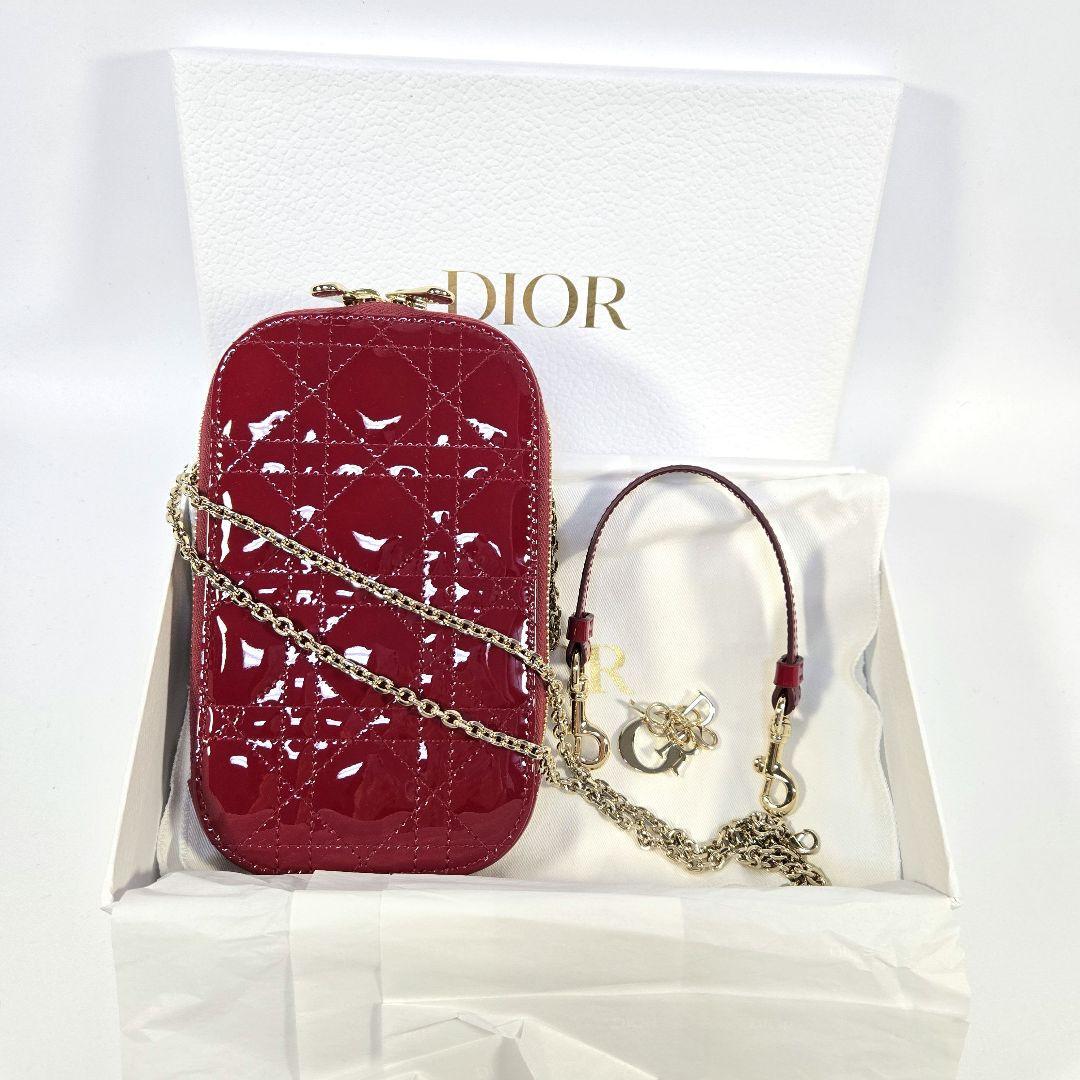 【新品未使用】Dior フォンホルダー パテントレザー チェーンショルダーバッグ