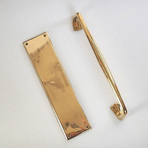 真鍮 鋳造 フィンガープレート ヴィクトリアン リブ付 押し板 ハンドル ドア 扉 _画像4