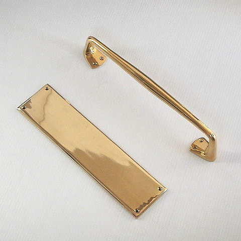 真鍮 鋳造 フィンガープレート ヴィクトリアン リブ付 押し板 ハンドル ドア 扉 _画像5