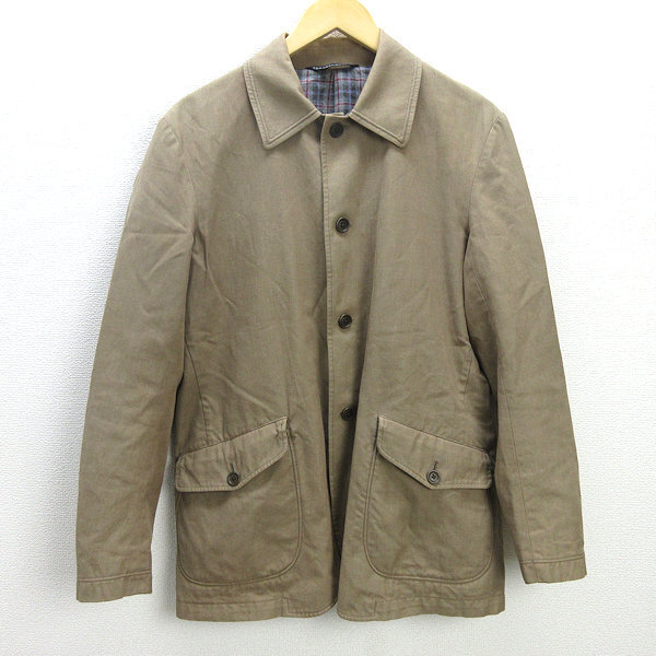 H■トゥモローランド/TOMORROWLAND フルボタン コットンジャケット【L】ベージュ/MENS■63 【中古】