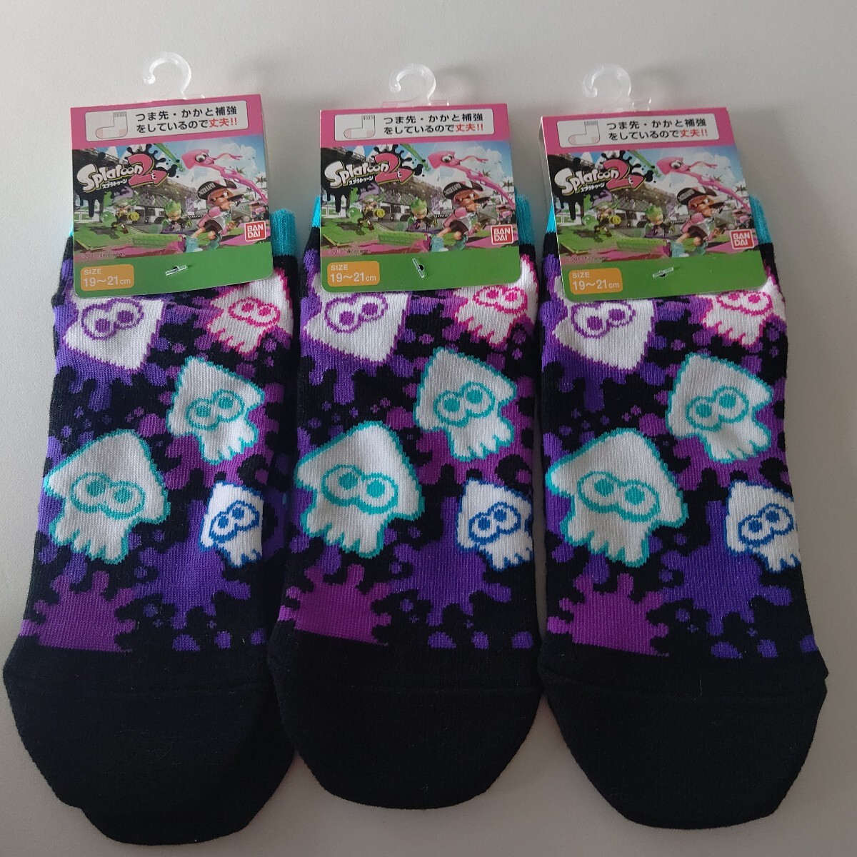 新品未使用 BANDAI スプラトゥーン2 靴下3足セット 19～21cm 黒