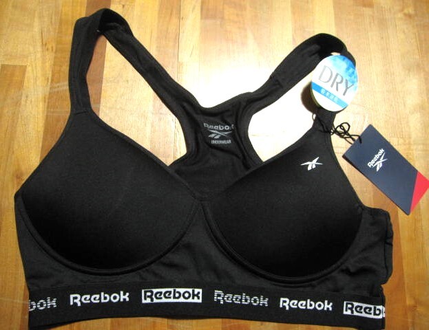 *送料無料*ＬＬ*Reebok*ブラック*ブラジャー*DRY 吸水速乾*リーボック*カップ一体型*マーク有*