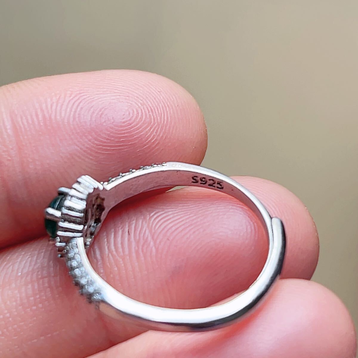 ◇s925銀印字◇ジェイド(本翡翠)◇指輪◇リング◇フリーサイズ◇天然石◇パワーストーン◇巾着袋つき◇プレゼントにも034R257_画像4